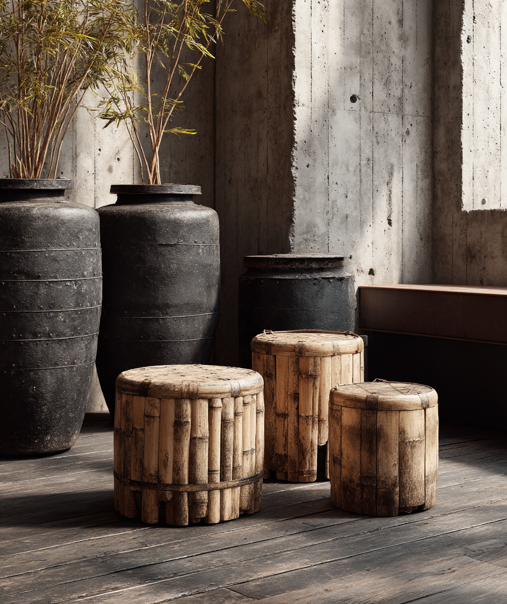 Karshhilit A set of three bamboo side tables with circular tops 11deed97 1a25 4446 84fa 2b53abce8ba8